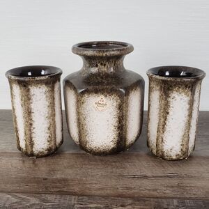 Scheurich Keramik Vases Textured West Germany Pottery 297-16 MCM Marked Matte